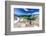 Hiker walking on mountain ridge above the blue lake Montespluga, Madesimo, Valle Spluga, Valtellina-Roberto Moiola-Framed Photographic Print