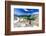 Hiker walking on mountain ridge above the blue lake Montespluga, Madesimo, Valle Spluga, Valtellina-Roberto Moiola-Framed Photographic Print