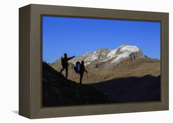 Hikers Admire the View of Alpi Graie (Graian Alps) Landscape, Gran Paradiso National Park, Italy-Roberto Moiola-Framed Premier Image Canvas