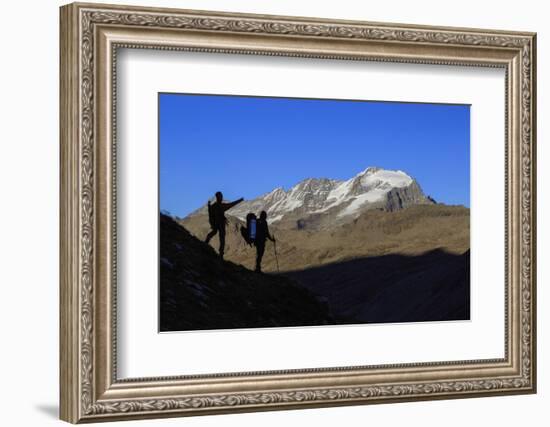 Hikers Admire the View of Alpi Graie (Graian Alps) Landscape, Gran Paradiso National Park, Italy-Roberto Moiola-Framed Photographic Print