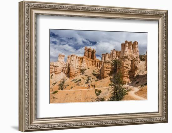 Hikers amongst hoodoo formations on the Fairyland Trail in Bryce Canyon National Park, Utah, United-Michael Nolan-Framed Photographic Print