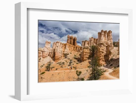 Hikers amongst hoodoo formations on the Fairyland Trail in Bryce Canyon National Park, Utah, United-Michael Nolan-Framed Photographic Print