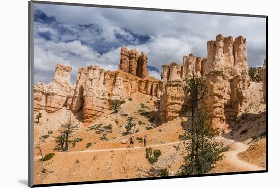 Hikers amongst hoodoo formations on the Fairyland Trail in Bryce Canyon National Park, Utah, United-Michael Nolan-Mounted Photographic Print