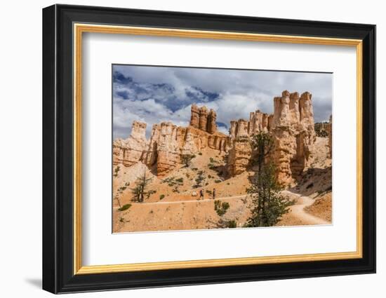 Hikers amongst hoodoo formations on the Fairyland Trail in Bryce Canyon National Park, Utah, United-Michael Nolan-Framed Photographic Print