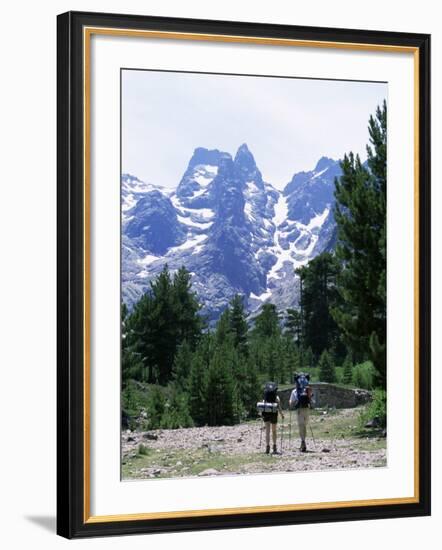 Hikers at Haut Asco, Corsica, France, Europe-Yadid Levy-Framed Photographic Print