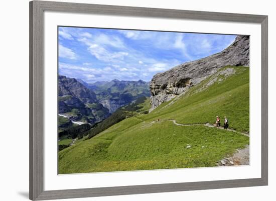 Hikers at Kleine Scheidegg, Grindelwald, Bernese Oberland, Switzerland, Europe-Hans-Peter Merten-Framed Photographic Print