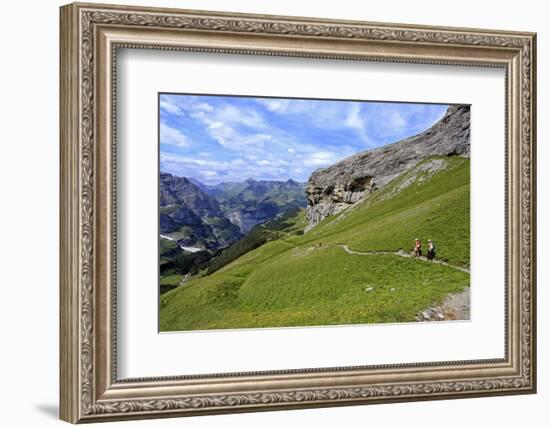 Hikers at Kleine Scheidegg, Grindelwald, Bernese Oberland, Switzerland, Europe-Hans-Peter Merten-Framed Photographic Print