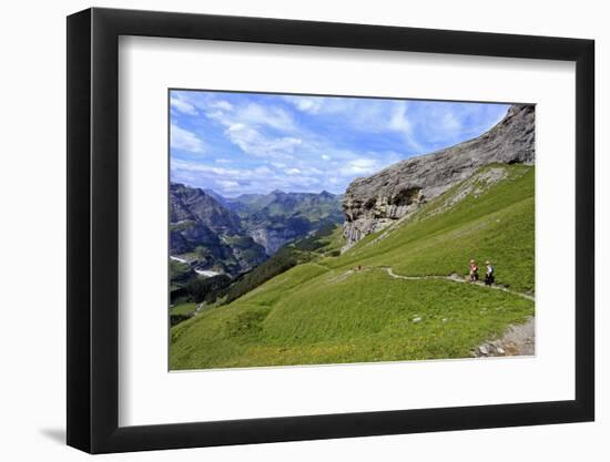 Hikers at Kleine Scheidegg, Grindelwald, Bernese Oberland, Switzerland, Europe-Hans-Peter Merten-Framed Photographic Print