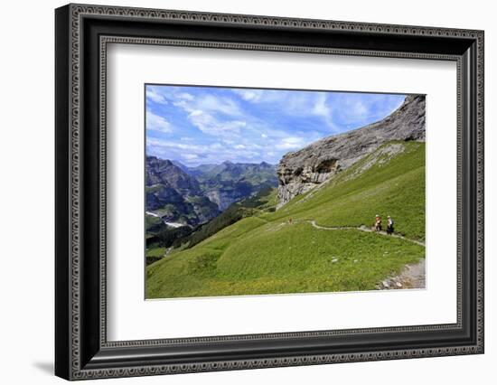 Hikers at Kleine Scheidegg, Grindelwald, Bernese Oberland, Switzerland, Europe-Hans-Peter Merten-Framed Photographic Print