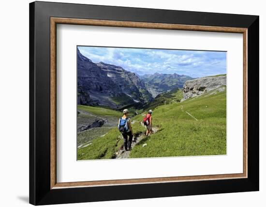 Hikers at Kleine Scheidegg, Grindelwald, Bernese Oberland, Switzerland, Europe-Hans-Peter Merten-Framed Photographic Print