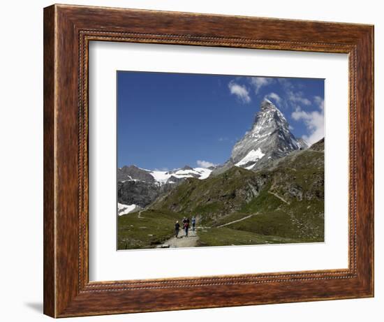 Hikers Below the Matterhorn, Zermatt, Valais, Swiss Alps, Switzerland, Europe-Hans Peter Merten-Framed Photographic Print