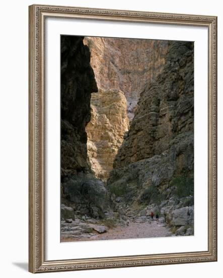 Hikers & Dog in Pigeon Canyon, Grand Canyon-Parashant National Monument, Arizona, USA-Scott T. Smith-Framed Photographic Print