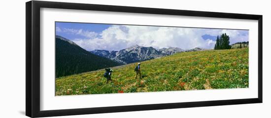 Hikers in a Meadow, South Fork Granite Canyon, Grand Teton National Park, Wyoming, Usa-null-Framed Photographic Print