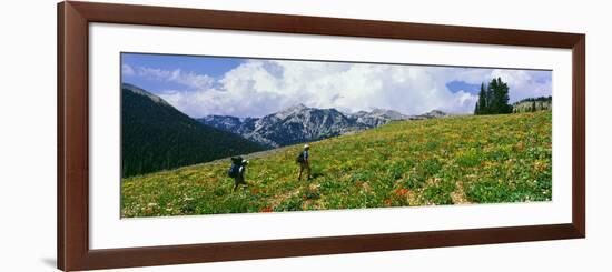 Hikers in a Meadow, South Fork Granite Canyon, Grand Teton National Park, Wyoming, Usa-null-Framed Photographic Print