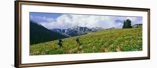 Hikers in a Meadow, South Fork Granite Canyon, Grand Teton National Park, Wyoming, Usa-null-Framed Photographic Print