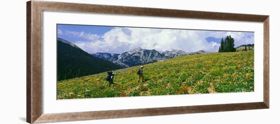 Hikers in a Meadow, South Fork Granite Canyon, Grand Teton National Park, Wyoming, Usa-null-Framed Photographic Print