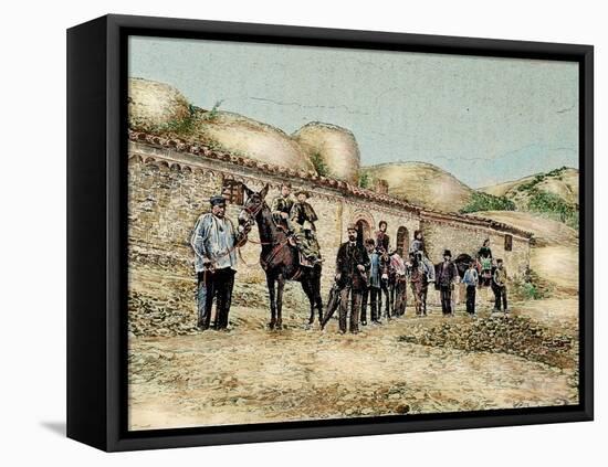 Hikers in San Jeronimo, Montserrat, Catalonia, Spain, from 'The Illustration', 1890-L. Urgelles-Framed Premier Image Canvas