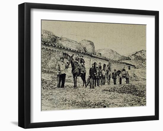 Hikers in San Jeronimo. Montserrat. Catalonia. Spain-null-Framed Giclee Print