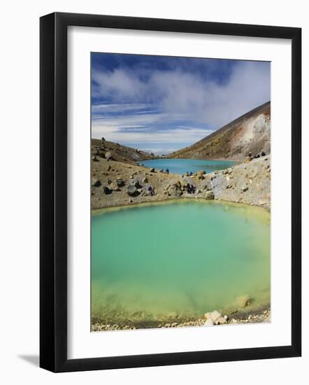 Hikers Near Emerald Lakes on the Tongariro Crossing, Tongariro National Park, New Zealand-Kober Christian-Framed Photographic Print