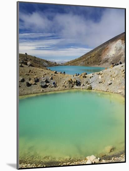 Hikers Near Emerald Lakes on the Tongariro Crossing, Tongariro National Park, New Zealand-Kober Christian-Mounted Photographic Print