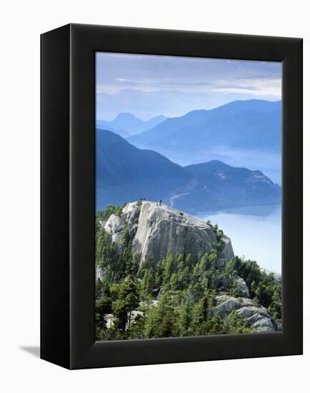 Hikers on Peak of the Chief, Stawamus Chief Provincial Park, Squamish, British Columbia, Canada-Paul Colangelo-Framed Premier Image Canvas