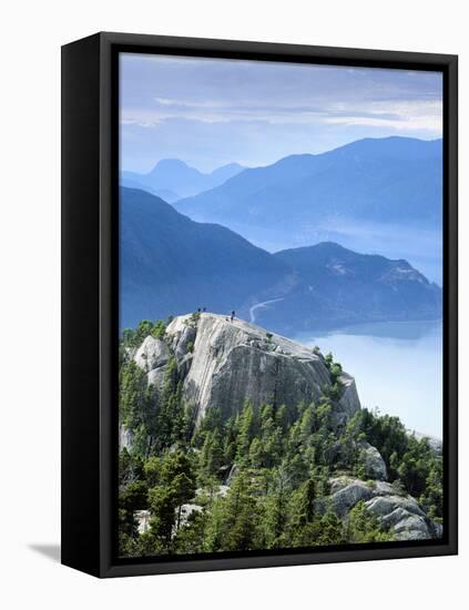 Hikers on Peak of the Chief, Stawamus Chief Provincial Park, Squamish, British Columbia, Canada-Paul Colangelo-Framed Premier Image Canvas