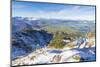 Hikers on steep crest covered with snow in the Ammergau Alps, Tegelberg, Fussen, Bavaria, Germany, -Roberto Moiola-Mounted Photographic Print
