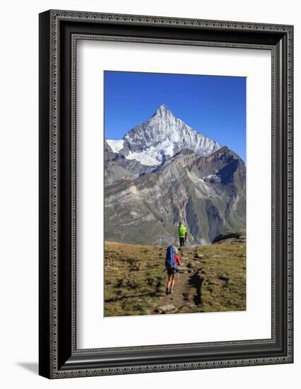 Hikers Proceed Towards the High Peak of Dent Herens in a Clear Summer Day, Switzerland-Roberto Moiola-Framed Photographic Print