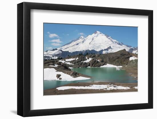 Hikers relaxing at Goat Lake on Ptarmigan Ridge. Mount Baker Wilderness, Washington State-Alan Majchrowicz-Framed Photographic Print