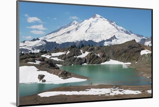 Hikers relaxing at Goat Lake on Ptarmigan Ridge. Mount Baker Wilderness, Washington State-Alan Majchrowicz-Mounted Photographic Print