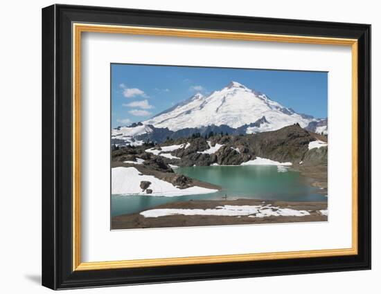 Hikers relaxing at Goat Lake on Ptarmigan Ridge. Mount Baker Wilderness, Washington State-Alan Majchrowicz-Framed Photographic Print