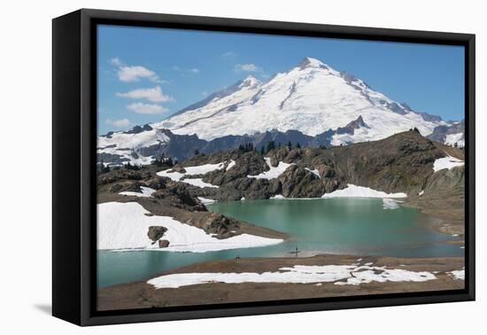 Hikers relaxing at Goat Lake on Ptarmigan Ridge. Mount Baker Wilderness, Washington State-Alan Majchrowicz-Framed Premier Image Canvas