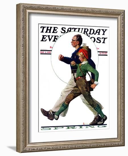 "Hikers" Saturday Evening Post Cover, May 5,1928-Norman Rockwell-Framed Giclee Print