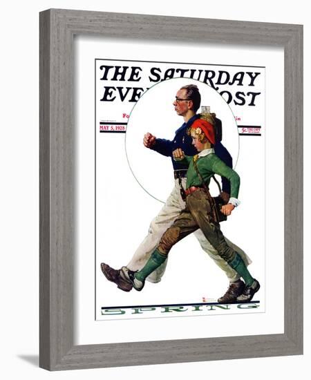 "Hikers" Saturday Evening Post Cover, May 5,1928-Norman Rockwell-Framed Giclee Print