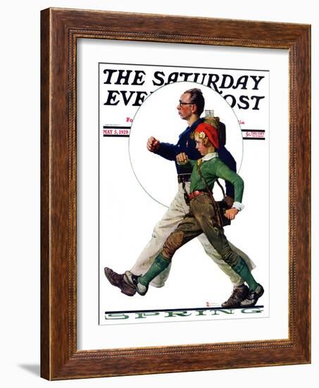 "Hikers" Saturday Evening Post Cover, May 5,1928-Norman Rockwell-Framed Giclee Print