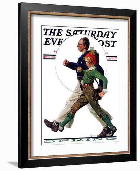 "Hikers" Saturday Evening Post Cover, May 5,1928-Norman Rockwell-Framed Giclee Print