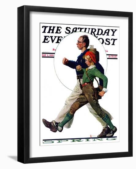 "Hikers" Saturday Evening Post Cover, May 5,1928-Norman Rockwell-Framed Giclee Print