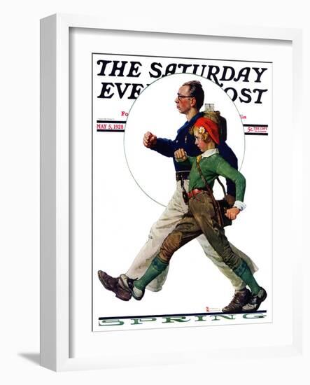 "Hikers" Saturday Evening Post Cover, May 5,1928-Norman Rockwell-Framed Giclee Print