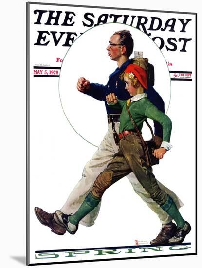"Hikers" Saturday Evening Post Cover, May 5,1928-Norman Rockwell-Mounted Giclee Print