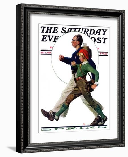 "Hikers" Saturday Evening Post Cover, May 5,1928-Norman Rockwell-Framed Giclee Print