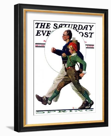 "Hikers" Saturday Evening Post Cover, May 5,1928-Norman Rockwell-Framed Giclee Print