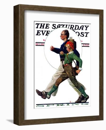 "Hikers" Saturday Evening Post Cover, May 5,1928-Norman Rockwell-Framed Giclee Print