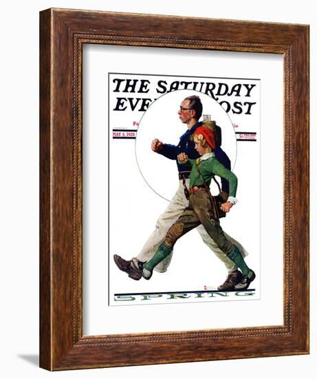 "Hikers" Saturday Evening Post Cover, May 5,1928-Norman Rockwell-Framed Giclee Print