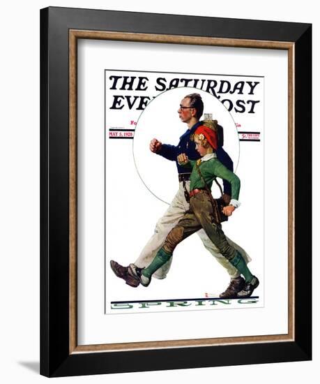 "Hikers" Saturday Evening Post Cover, May 5,1928-Norman Rockwell-Framed Giclee Print