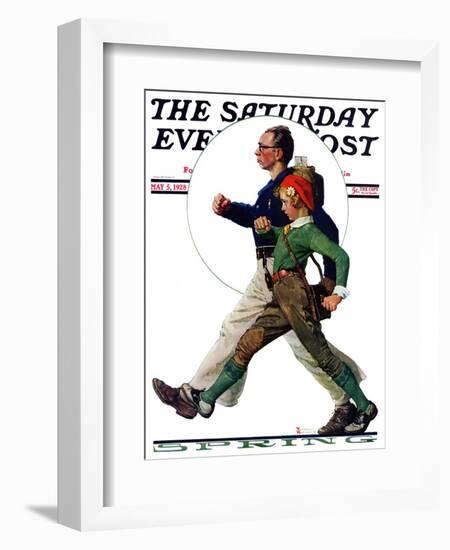 "Hikers" Saturday Evening Post Cover, May 5,1928-Norman Rockwell-Framed Giclee Print