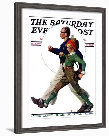 "Hikers" Saturday Evening Post Cover, May 5,1928-Norman Rockwell-Framed Giclee Print