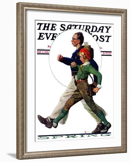 "Hikers" Saturday Evening Post Cover, May 5,1928-Norman Rockwell-Framed Giclee Print