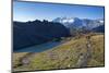 Hikers Walking on the Colle Del Nivolet Beside Rossett Lake (Lago Rossett)-Roberto Moiola-Mounted Photographic Print