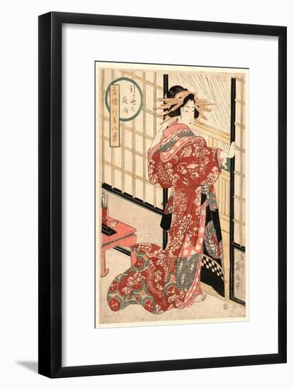 Hikeyotsu No Yoru No Ame-Kikukawa Eizan-Framed Giclee Print