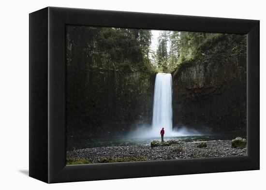 Hiking At Abiqua Falls. Willamette Valley, Oregon-Justin Bailie-Framed Premier Image Canvas